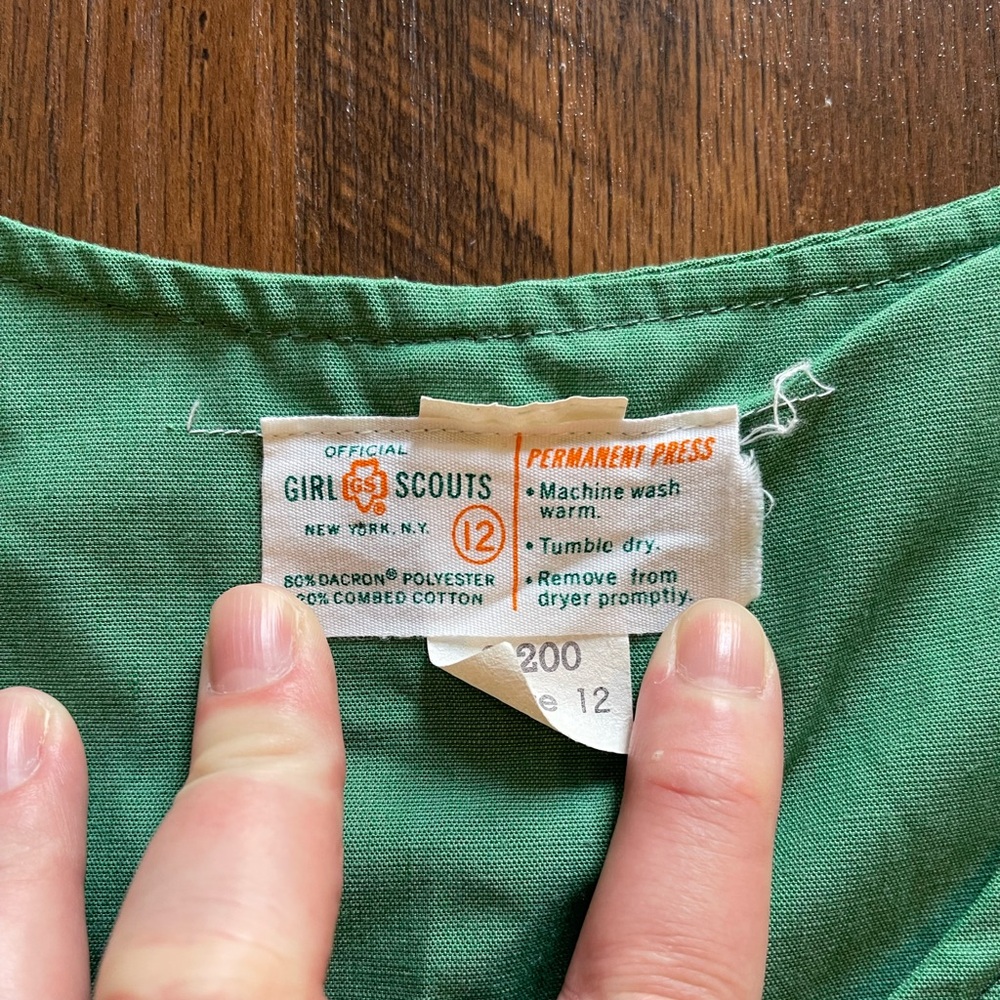 VTG 70s Girl Scouts Junior Uniform Dress Green Permanent Press A-Line USA - Picture 3 of 7